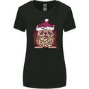 Christmas Hedgehog Wearing an Xmas Hat Womens Wider Cut T-Shirt Black