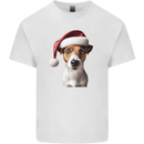 Christmas Jack Russell Dog Wearing an Xmas Hat Mens Cotton T-Shirt Tee Top White