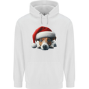Christmas Jack Russell Wearing an Xmas Hat Dog Childrens Kids Hoodie White