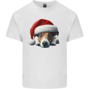 Christmas Jack Russell Wearing an Xmas Hat Dog Mens Cotton T-Shirt Tee Top White