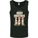 Christmas Meercats Wearing Xmas Hats Mens Vest Tank Top Black