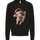 Christmas Pig Wearing Xmas Hats Piglets Mens Sweatshirt Jumper Black