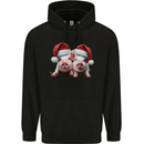 Christmas Piglets Wearing Xmas Hats Pig Childrens Kids Hoodie Black