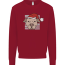 Christmas Pitbull Dog Wearing Xmas Hat Mens Sweatshirt Jumper Red