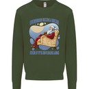 Christmas Santa Claus Needs a Break Xmas Mens Sweatshirt Jumper Forest Green
