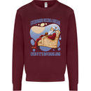 Christmas Santa Claus Needs a Break Xmas Mens Sweatshirt Jumper Maroon