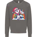 Christmas Santa Claus On a Unicorn Xmas Mens Sweatshirt Jumper Charcoal