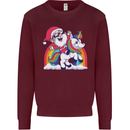 Christmas Santa Claus On a Unicorn Xmas Mens Sweatshirt Jumper Maroon