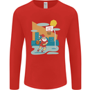 Christmas Santa Playing Basketball Xmas Mens Long Sleeve T-Shirt Red