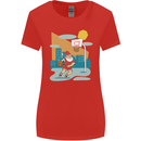 Christmas Santa Playing Basketball Xmas Womens Wider Cut T-Shirt Red