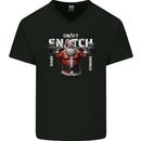 Christmas Santa Snatch Xmas Gym Training Mens V-Neck Cotton T-Shirt Black