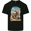 Christmas Santa With Surfboard Xmas Surfing Kids T-Shirt Childrens Black