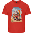 Christmas Santa With Surfboard Xmas Surfing Kids T-Shirt Childrens Red