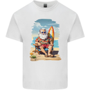Christmas Santa With Surfboard Xmas Surfing Kids T-Shirt Childrens White
