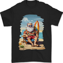 Christmas Santa With Surfboard Xmas Surfing Mens T-Shirt 100% Cotton Black