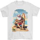 Christmas Santa With Surfboard Xmas Surfing Mens T-Shirt 100% Cotton White