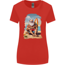 Christmas Santa With Surfboard Xmas Surfing Womens Wider Cut T-Shirt Red