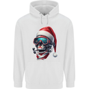 Christmas Scuba Diving Skull Xmas Hat Mens 80% Cotton Hoodie White