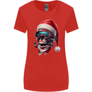 Christmas Scuba Diving Skull Xmas Hat Womens Wider Cut T-Shirt Red