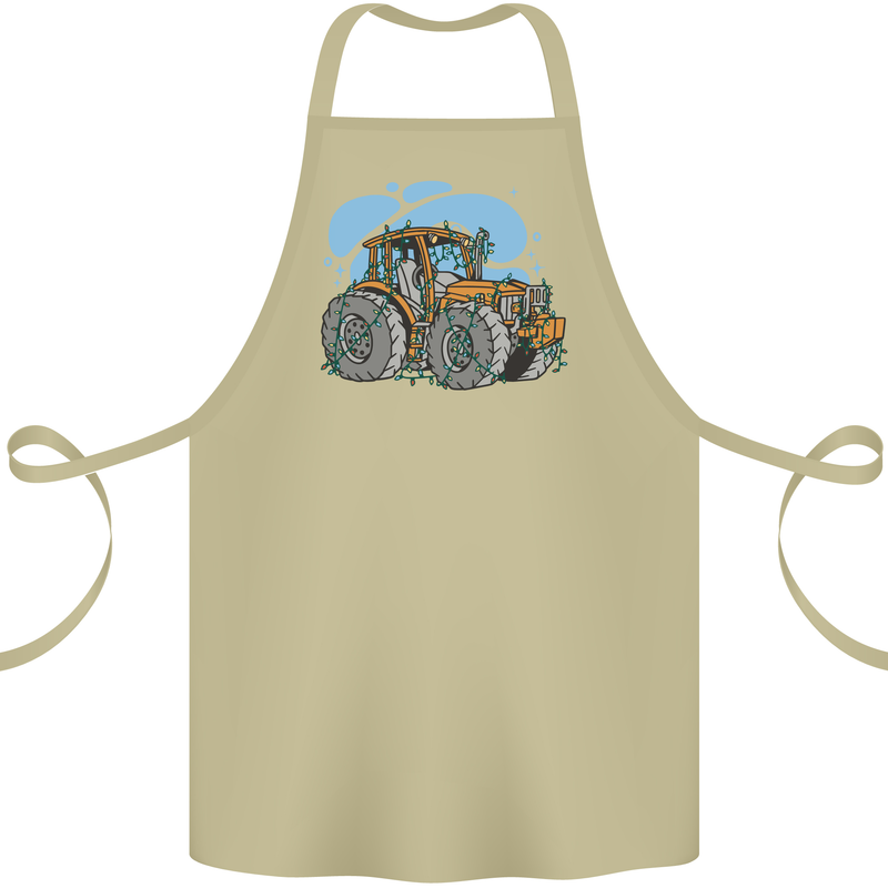 Christmas Tractor Farming Farmer Xmas Cotton Apron 100% Organic Khaki