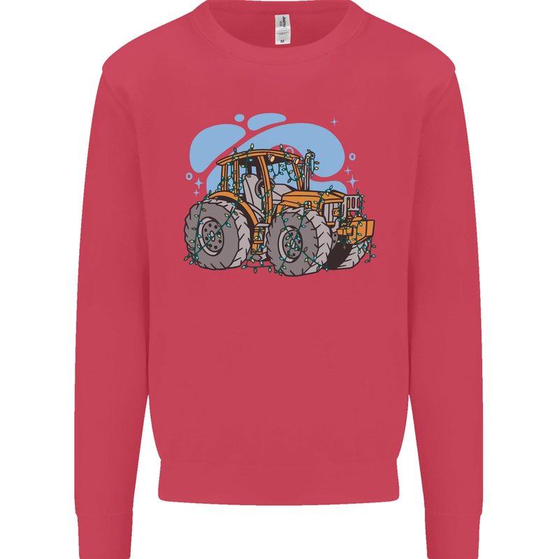 Christmas Tractor Farming Farmer Xmas Kids Sweatshirt Jumper Heliconia