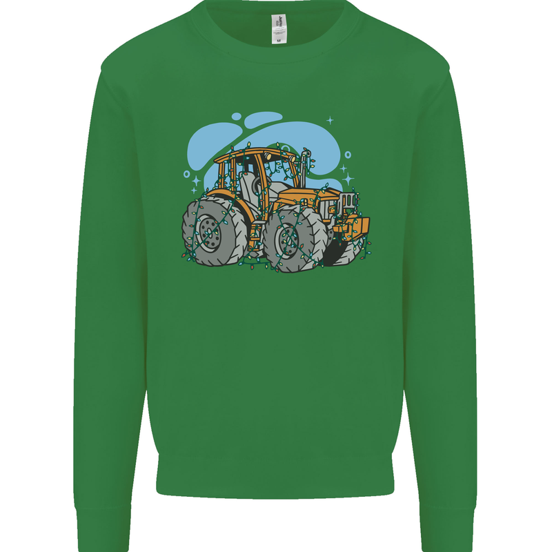 Christmas Tractor Farming Farmer Xmas Kids Sweatshirt Jumper Irish Green