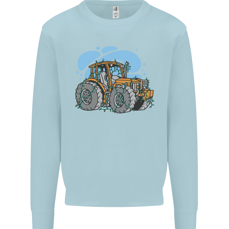 Christmas Tractor Farming Farmer Xmas Kids Sweatshirt Jumper Light Blue