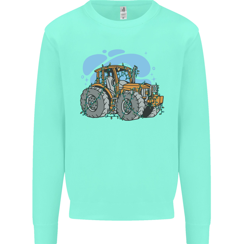 Christmas Tractor Farming Farmer Xmas Kids Sweatshirt Jumper Peppermint