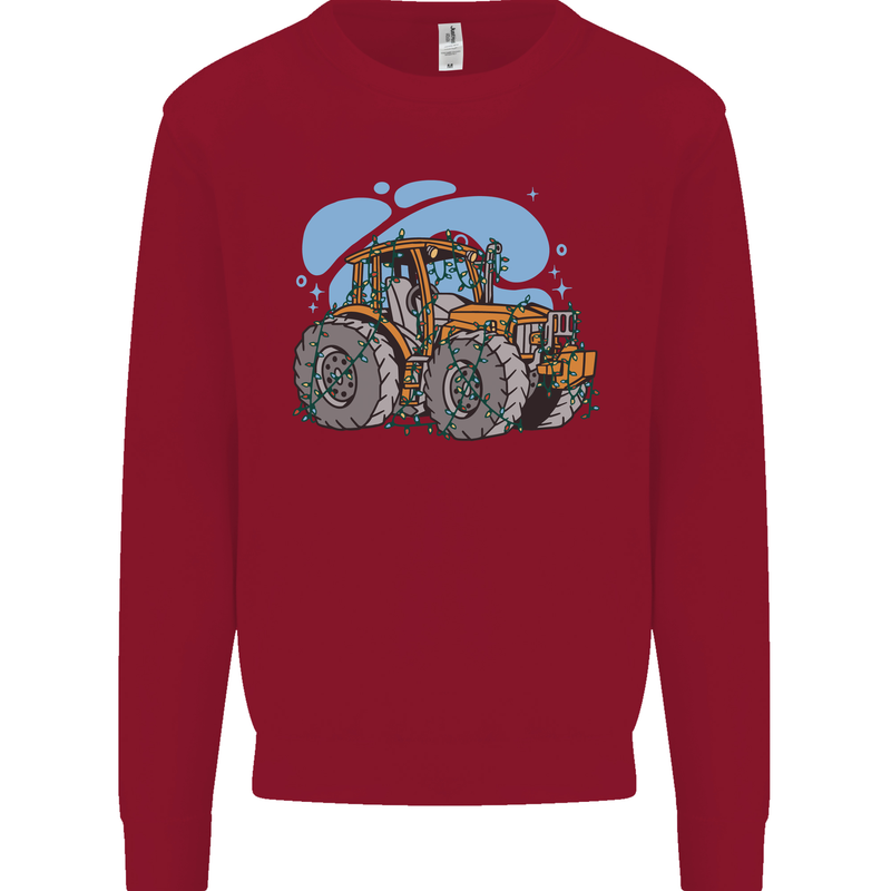 Christmas Tractor Farming Farmer Xmas Kids Sweatshirt Jumper Red