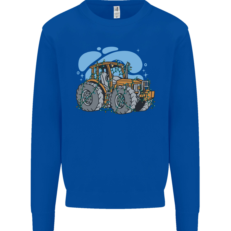 Christmas Tractor Farming Farmer Xmas Kids Sweatshirt Jumper Royal Blue