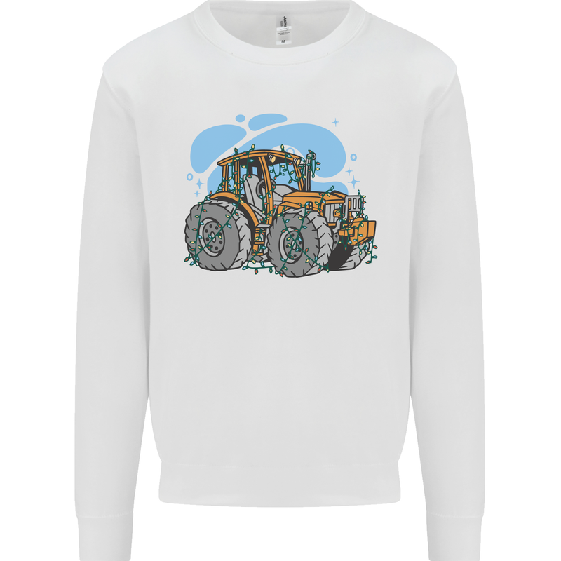 Christmas Tractor Farming Farmer Xmas Kids Sweatshirt Jumper White