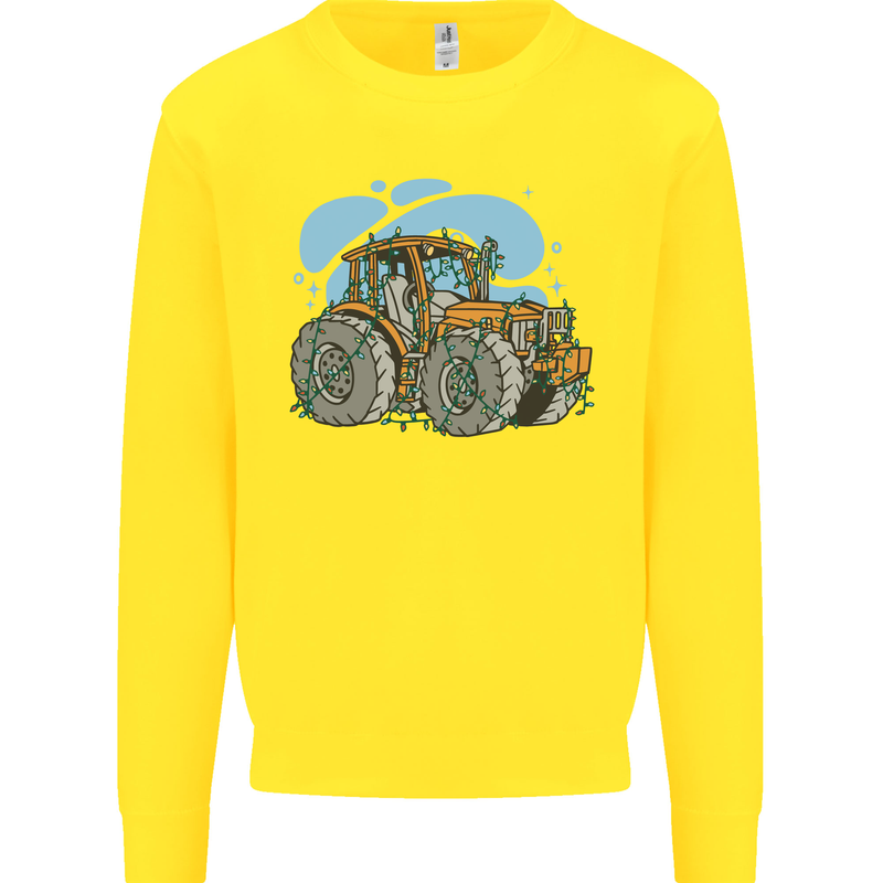 Christmas Tractor Farming Farmer Xmas Kids Sweatshirt Jumper Yellow