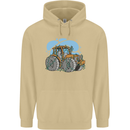 Christmas Tractor Farming Farmer Xmas Mens 80% Cotton Hoodie Sand