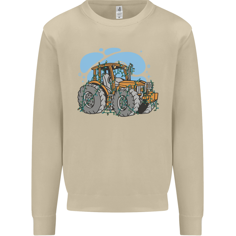 Christmas Tractor Farming Farmer Xmas Mens Sweatshirt Jumper Sand