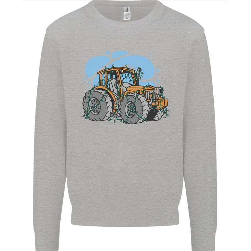Christmas Tractor Farming Farmer Xmas Mens Sweatshirt Jumper Sports Grey