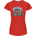 Christmas Tractor Farming Farmer Xmas Womens Petite Cut T-Shirt Red