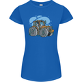 Christmas Tractor Farming Farmer Xmas Womens Petite Cut T-Shirt Royal Blue