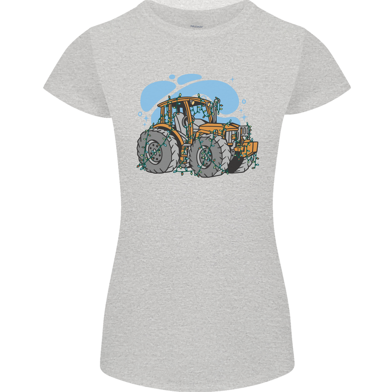 Christmas Tractor Farming Farmer Xmas Womens Petite Cut T-Shirt Sports Grey