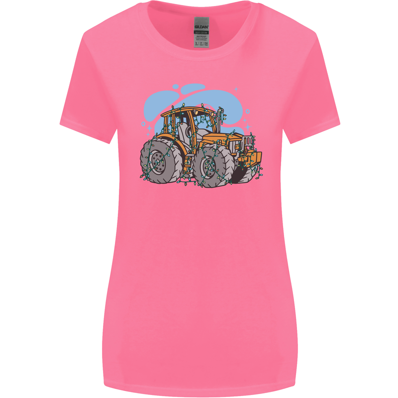 Christmas Tractor Farming Farmer Xmas Womens Wider Cut T-Shirt Azalea