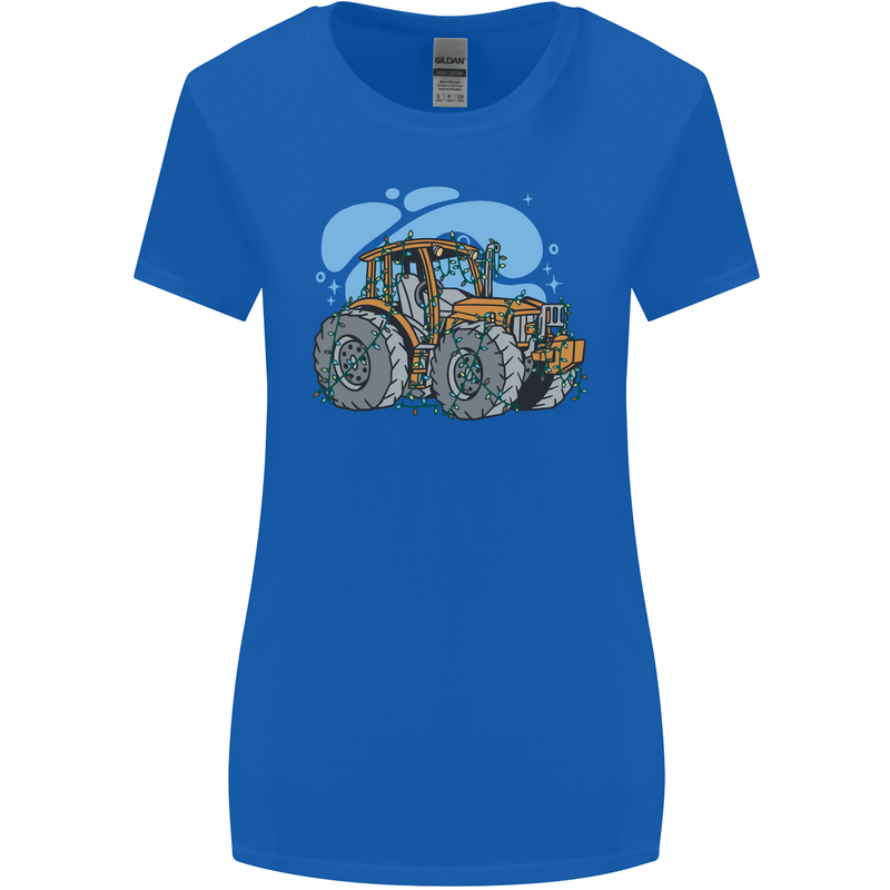 Christmas Tractor Farming Farmer Xmas Womens Wider Cut T-Shirt Royal Blue