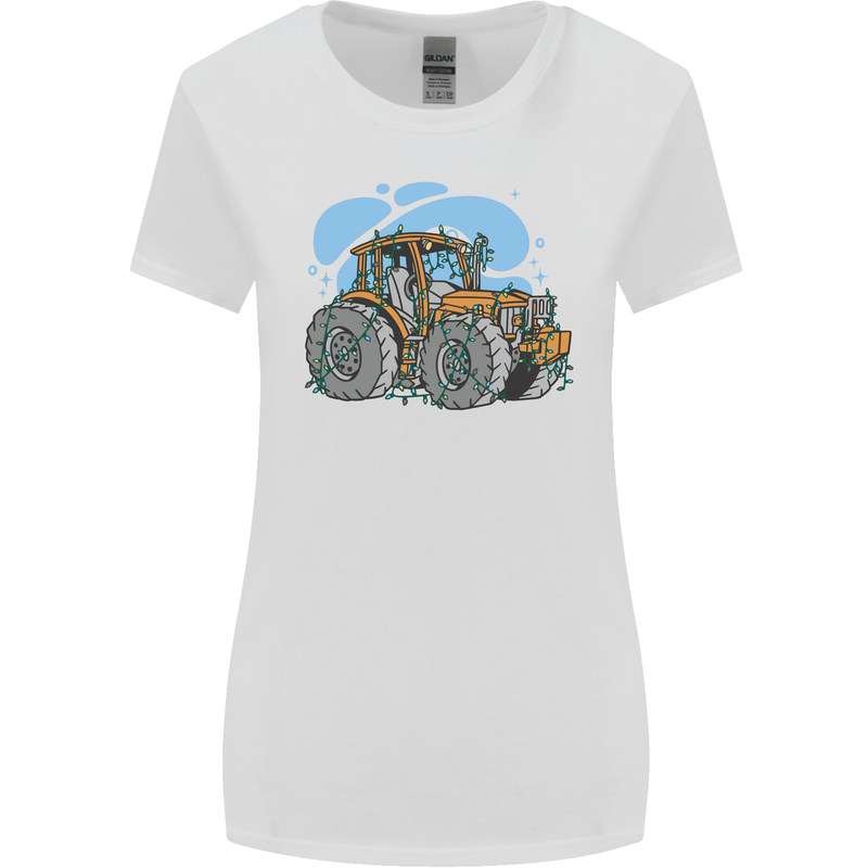Christmas Tractor Farming Farmer Xmas Womens Wider Cut T-Shirt White