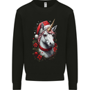Christmas Unicorn Wreath Xmas Kids Sweatshirt Jumper Black