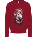 Christmas Unicorn Wreath Xmas Mens Sweatshirt Jumper Red