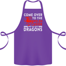 Come to the Welsh Side Dragons Wales Rugby Cotton Apron 100% Organic Purple
