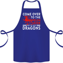 Come to the Welsh Side Dragons Wales Rugby Cotton Apron 100% Organic Royal Blue