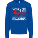 Come to the Welsh Side Dragons Wales Rugby Kids Sweatshirt Jumper Royal Blue
