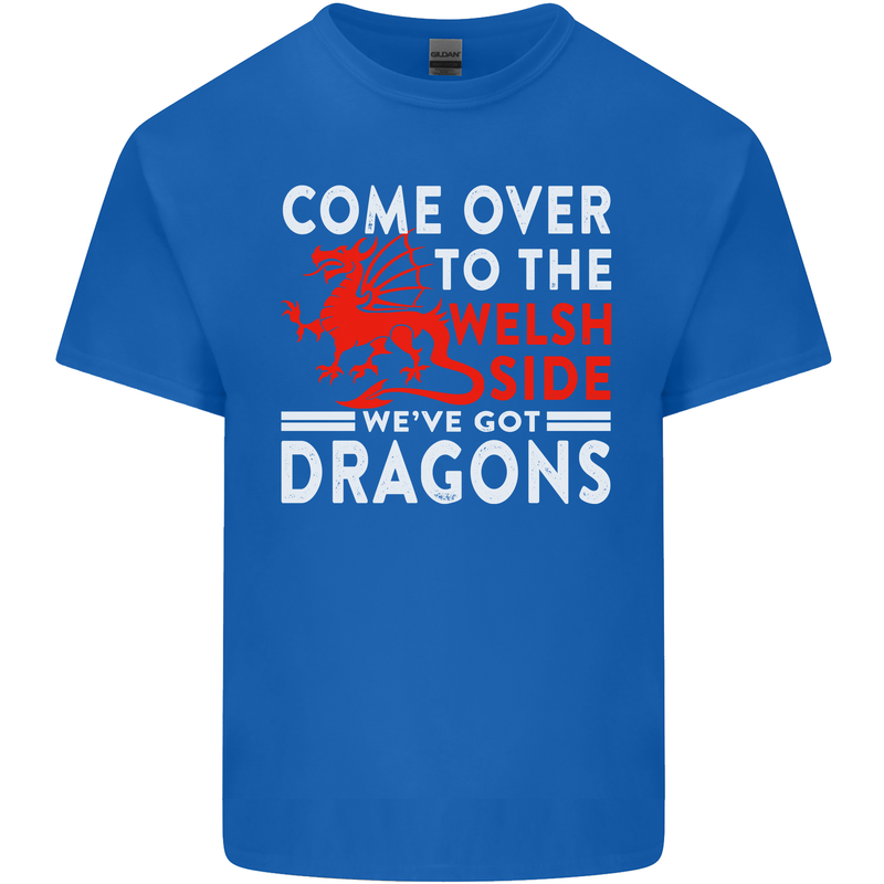 Come to the Welsh Side Dragons Wales Rugby Kids T-Shirt Childrens Royal Blue