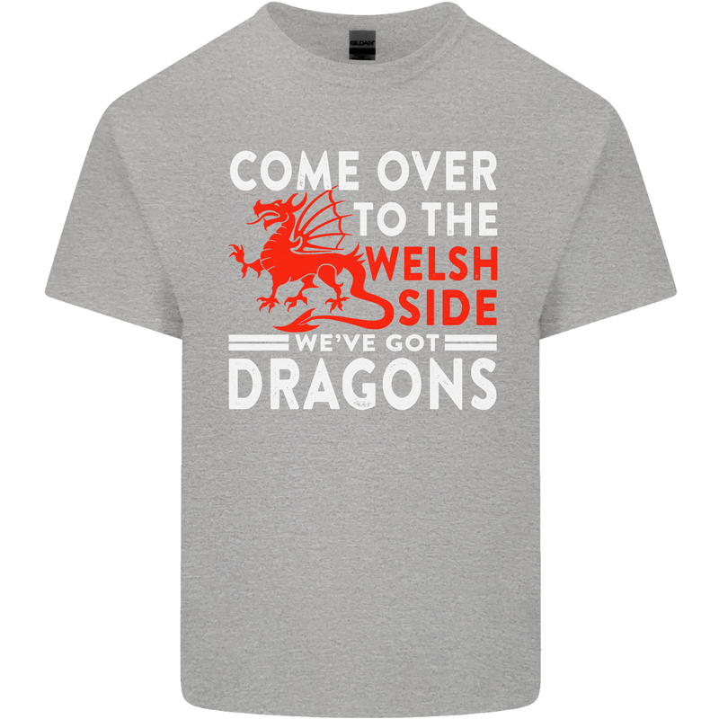 Come to the Welsh Side Dragons Wales Rugby Kids T-Shirt Childrens Sports Grey