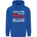 Come to the Welsh Side Dragons Wales Rugby Mens 80% Cotton Hoodie Royal Blue