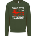 Come to the Welsh Side Dragons Wales Rugby Mens Sweatshirt Jumper Forest Green
